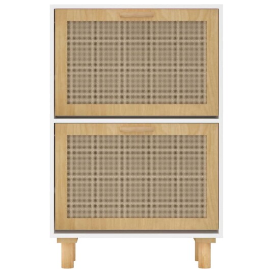 vidaXL Skoskap hvit 52x25x80 cm konstruert tre og naturlig rotting