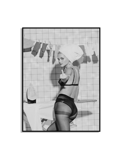 Retro Kvinne Svart Hvitt Pin Up Poster