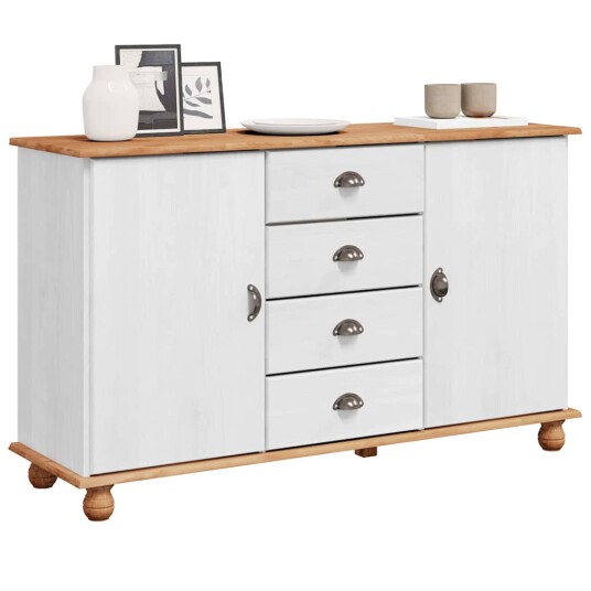 Serviesskap med skuff Hvit 133.5 x 40 x 79 cm Heltre furu