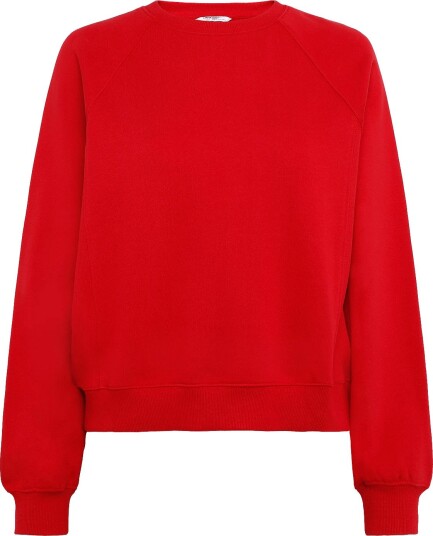 Mango Cotton Sweatshirt With Stitching Detail Red M