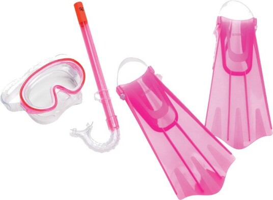 Speedo Barn Aqua Quest Mask Snorkel Fin Set Pink Frost L-XL Speedo Barn Aqua Quest Mask Snorkel Fin Set Pink Frost L-XL
