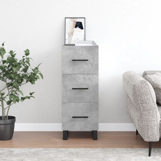 vidaXL Skjenk betonggrå 34,5x34x90 cm konstruert tre vidaXL Skjenk betonggrå 34,5x34x90 cm konstruert tre