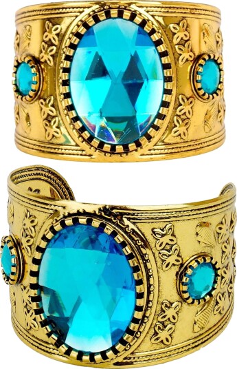Kleopatra Gullfarget Cuff-Armbånd Med Blå Steiner Armbånd 12042