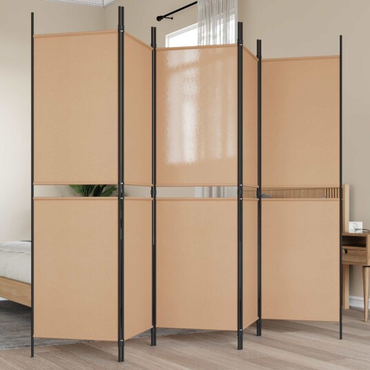 vidaXL 5-panel romdeler Beige 250 x 180 cm Stoff