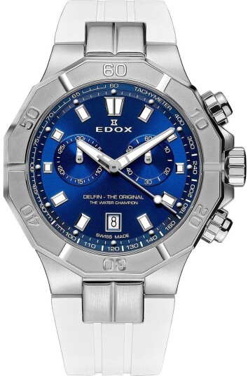 Edox Herreklokke 10113 3CAB BUIN Delfin Blå/Gummi Ø43 mm