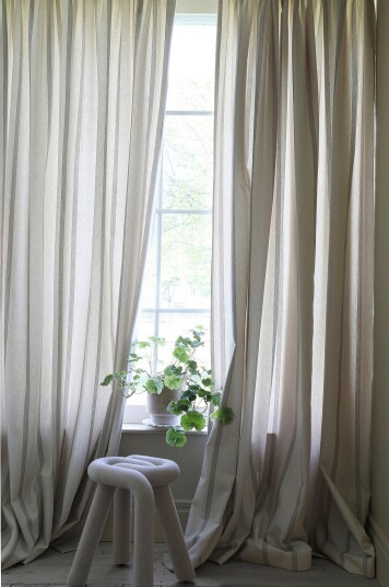 Mimou Gardin Ticking Stripe dobbel bredde 1 pk Beige
