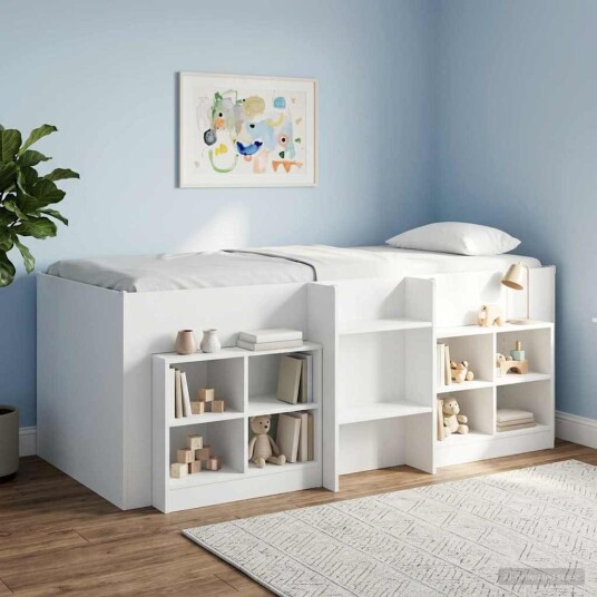 Barnas Høye Sengramme 2 pcs Hvit 90 x 190 cm Konstruert tre