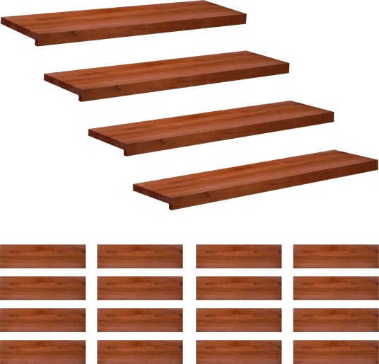 vidaXL Trappetrinn 20 stk. 90 x 30 x 2 cm Brun Massiv bøketre