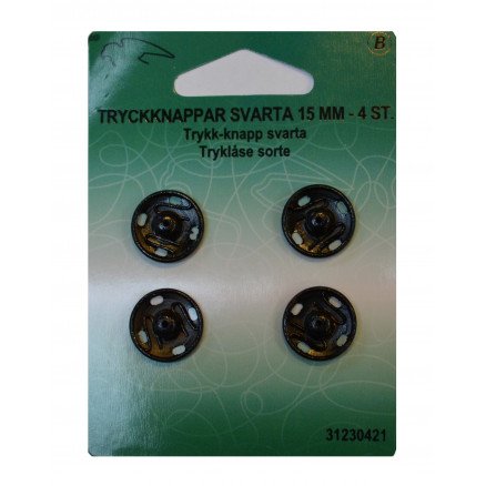 Vj Green Trykklåser trykknapper Svart 15mm 4 stk