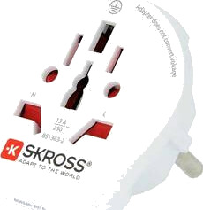 Skross Universell Reiseadapter Type C for Europa, Hvit Skross Universell Reiseadapter Type C for Europa, Hvit