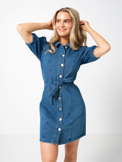 Only Vibbe Short Sleeve Belt Denim Dress Denim XS Only Vibbe Short Sleeve Belt Denim Dress Denim XS