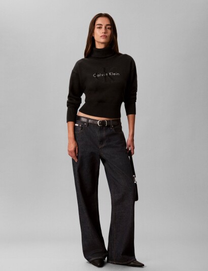 Calvin Klein Jeans Ls Logo Tneck Pullover Black XXL