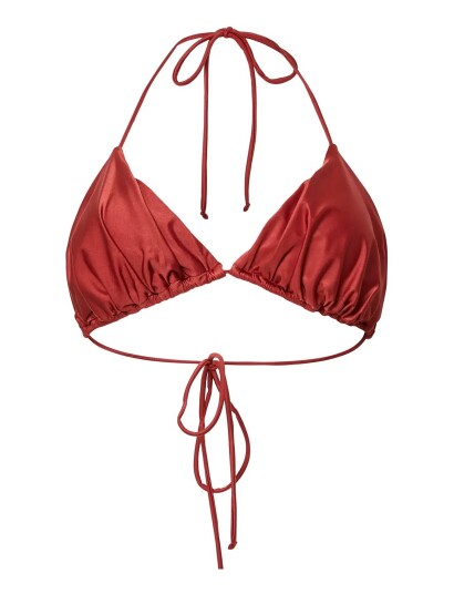 Pieces Pckin Bikini Shiny Bra Red M Pieces Pckin Bikini Shiny Bra Red M