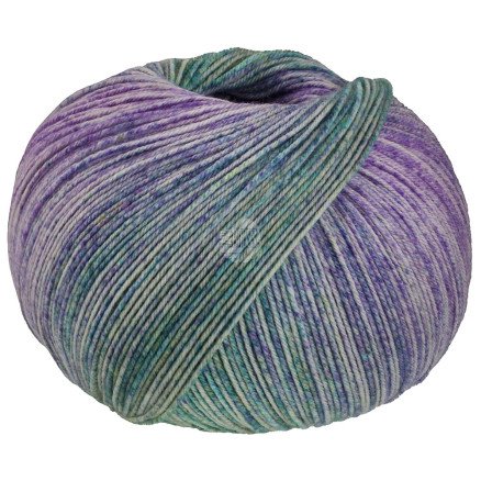 Lana Grossa Meilenweit 100 Merino Ekstrafine Shades Garn 7230 Turkis/Petrol/Gul Grønn/Blå Lilla/Fiolett