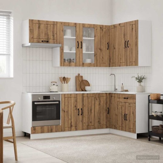 vidaXL Kjøkken enhet LUCCA 8 pcs Artisan eik Konstruert tre