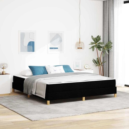 Boksfjær Seng Svart brun 180 x 200 cm Stoff konstruert tre