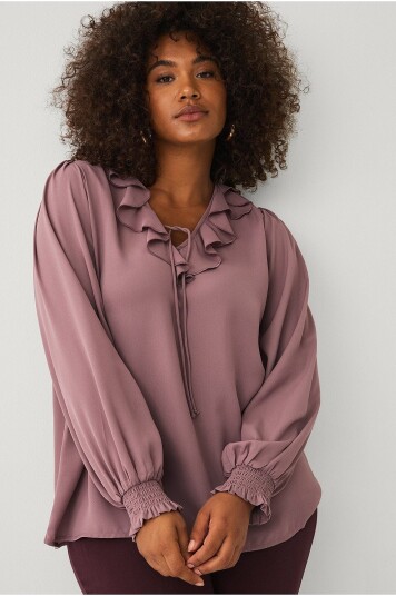 Ellos Plus collection Bluse med volang Rosa