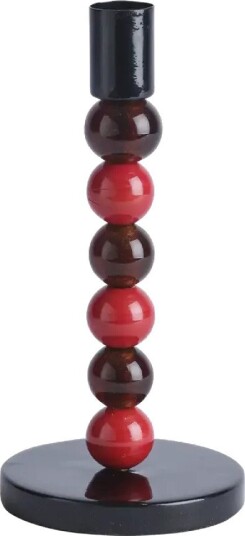 Affari of Sweden Lysestake i jern og glasskuler Isabelle H:18,5 cm Rød/Brun