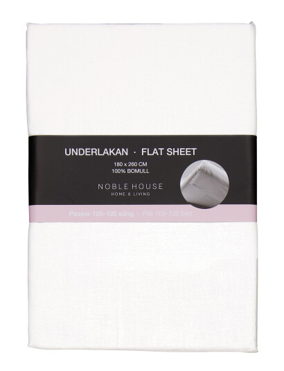 Noble House Flat Sheet 180X260Cm - White - 180X260CM