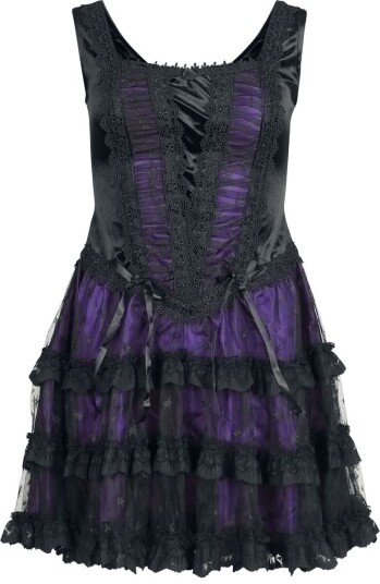 Sinister Gothic Goth Kort kjole Gotisk Kjole XS til XXL Damer svart lilla