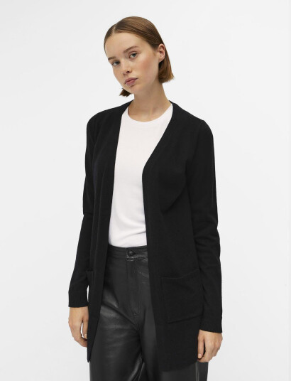 Object Objthess L/S Cardigan - Black - S Object Objthess L/S Cardigan - Black - S