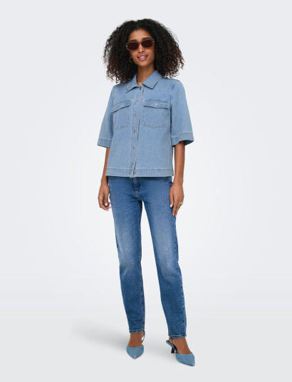 ONLY Onlbelle S/S Shirt Dnm Gua Noos   Blue   S
