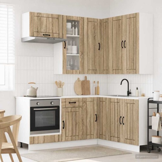 vidaXL Kjøkken enhet LUCCA 8 pcs Sonoma eik Konstruert tre