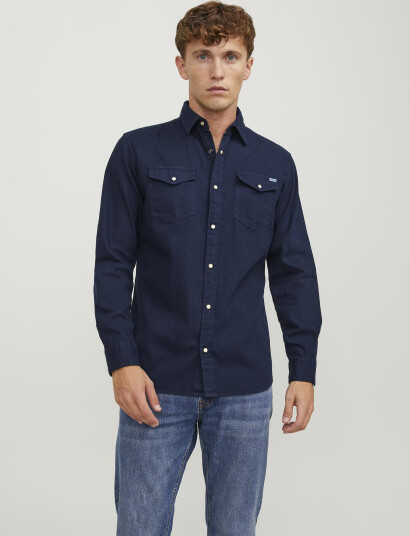 Jack & Jones Jjesheridan Shirt L/S Noos - Navy - XL