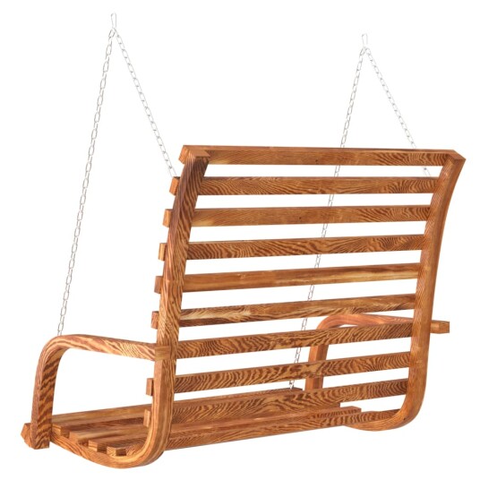 vidaXL Hengebenk buet heltre med teakfinish 126x63x92 cm