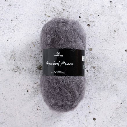 Svarta Fåret Børstet Alpakkagarn 14 Mellom Grå