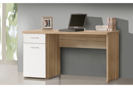 Skrivebord Teilynn 140 cm med Oppbevaringsskuff + Skap Brun/Hvit