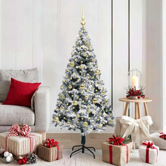  Kunstig juletre med 150 LED grønn 150 cm PVC og Stål og Plast