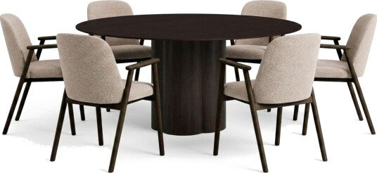 Juno spisegruppe rund 150 cm svart med 6 Reciclar spisestoler   Svart