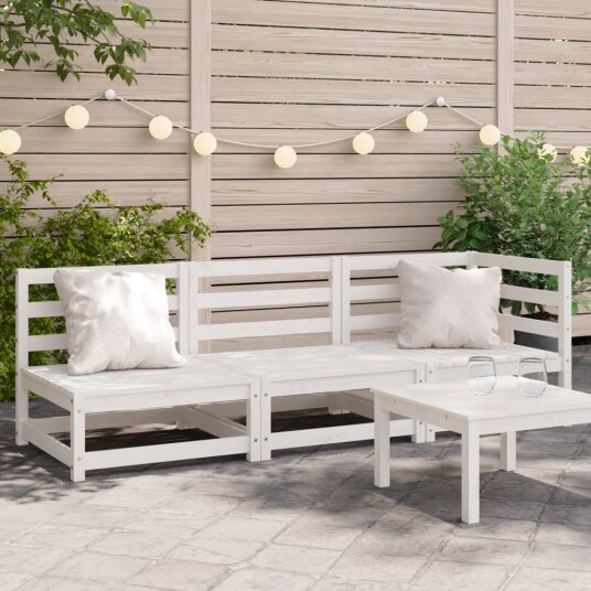  Hagebenk 3-seters hvit heltre furu 837950