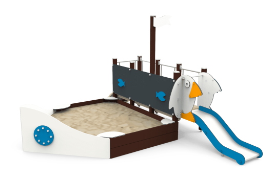 Sandkasseskip "Dory" i tre Blå Sandkasseskip "Dory" i tre Blå
