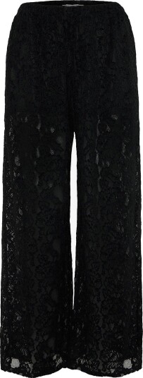 Topshop Tscoco Lace Wide Leg Trousers Jrs JET BLACK XS