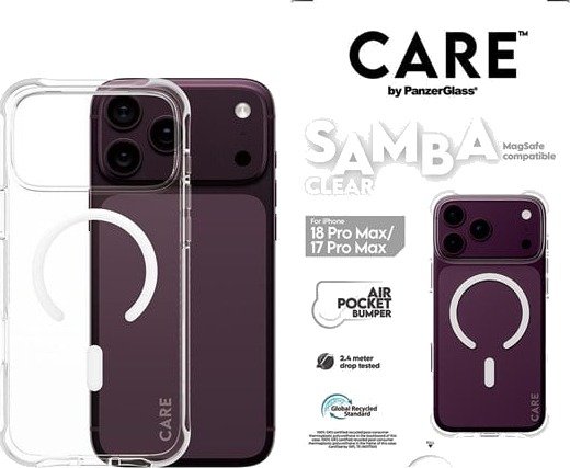 Care by PanzerGlass Samba Transparent MagSafe Mobildeksel for iPhone 18 Pro Max / 17 Pro Max