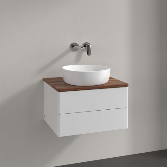 Villeroy & Boch  Antao Servantskap med 2 skuffer 60x50x36 cm m/lys Hvit Blank/Valnøtt