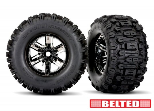 Traxxas Tires & Wheels Sledgehammer Belted / X-MAXX Black Chrome