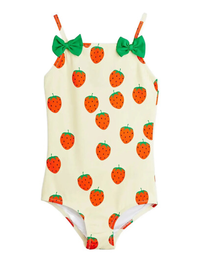 Mini Rodini Strawberries Aop Swimsuit Cream 80/86