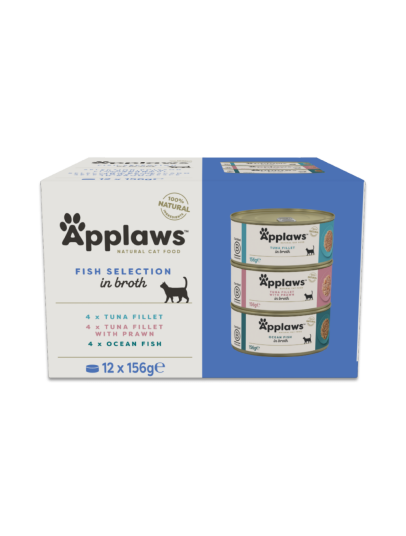 Applaws 12 x 156 g Kattemat Fisk i Kraft - Naturlige Ingredienser