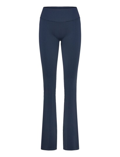 STRONGER Seamless Contour Ribbed Bootcut Leggings   Navy   XS