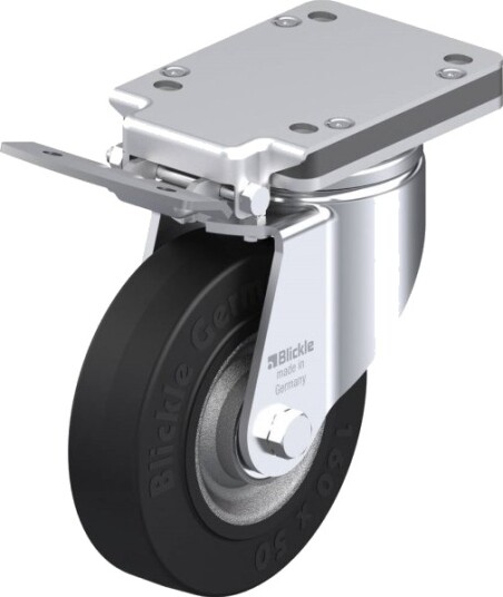 Blickle 700963 Lh-Se 160K-Is Styrehjul Med Brems, Hjuldiameter 160 Mm, Bæreevne (Maks.) 450 Kg, 1 Stk