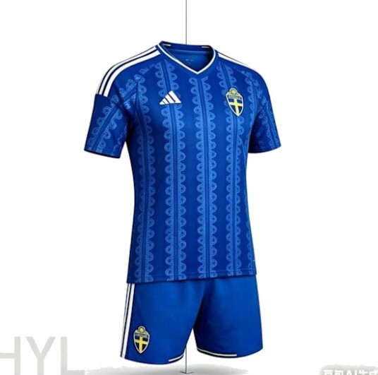 Sveriges herrelandslag i fotball 2026 barnesett drakt og shorts pustende polyester fotballdrakt sportsklær for fans 24
