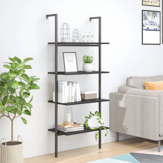 vidaXL Stigehylle 4 etasjer svart 64x35x152,5 cm