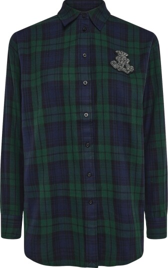 Lauren Ralph Lauren Relaxed Fit Bullion Black Watch Shirt Green S