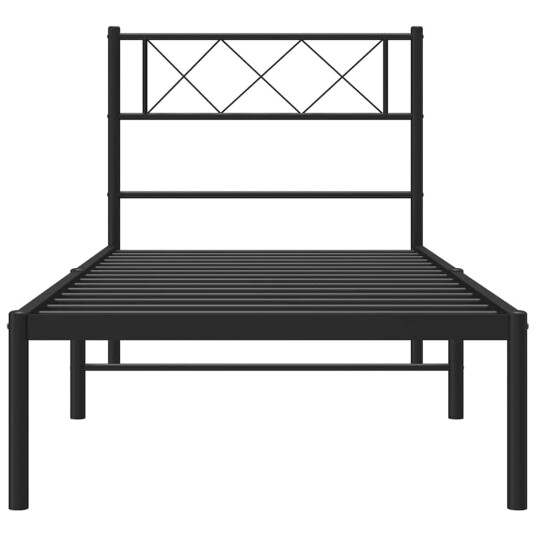 vidaXL Sengeramme i metall med hodegavl svart 100x190 cm 8721012190504
