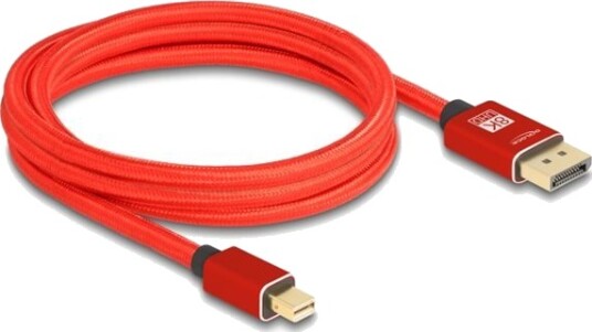 Delock Displayport Kabel Mini Displayport Hann Til Displayport Hann Displayport 1.4 2 M 8K 60Hz Støtte Rød