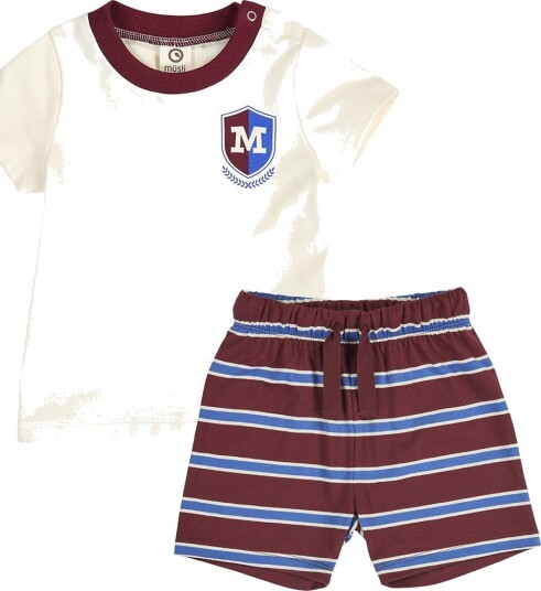 Müsli Shorts Sett - Klubbhus - Russet/Azurblå Blue/Tofu - Müsli - 1½ år (86) - Shorts Bordeaux Hvit