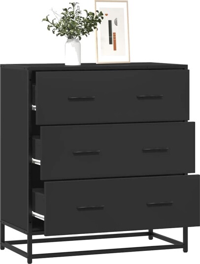 Skjenk svart 68x35x76 cm konstruert tre og metall 8721102840289